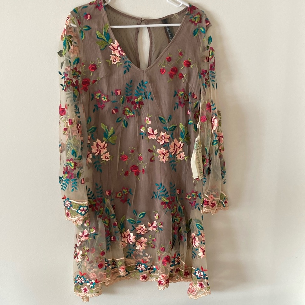 Floral Embroidered Sheer Dress